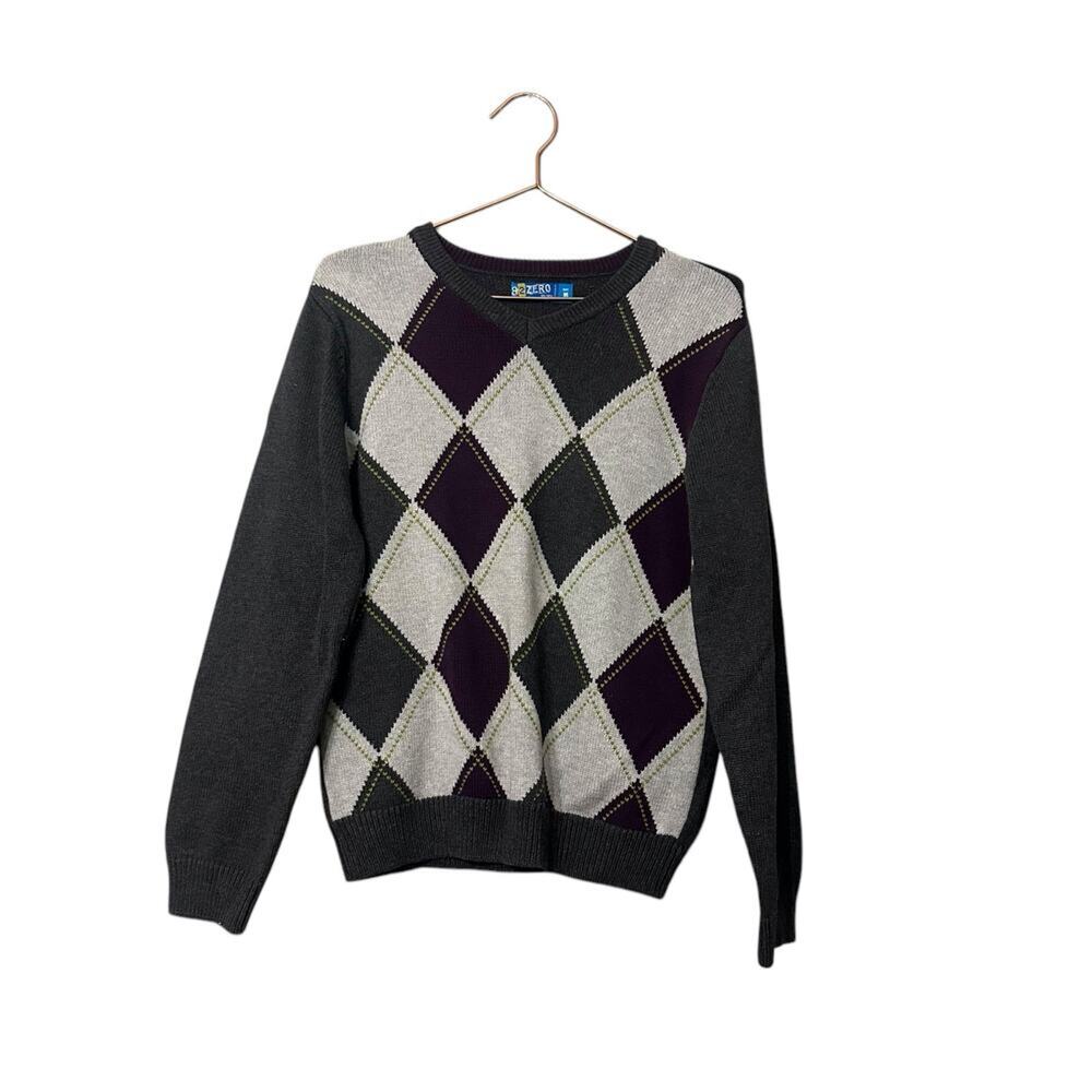 82 Zero argyle sweater v neck cotton size medium